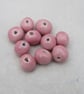 10 Small Shell Pink Glazed Clay Beads - Image 1