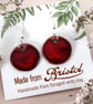 Handmade Red Ceramic Earrings, Glazed Bristol Clay, Silver Hooks - Image 2