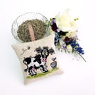 Raggy Black & White Cow Linen Lavender Bag 