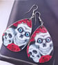 Funky Skull & Rose Earrings – Gothic Teardrop Dangles with Silver Accents - Image 5