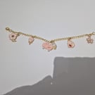  Unique mixed charm gold bracelet