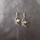 Silver dragon charm dangle earrings 