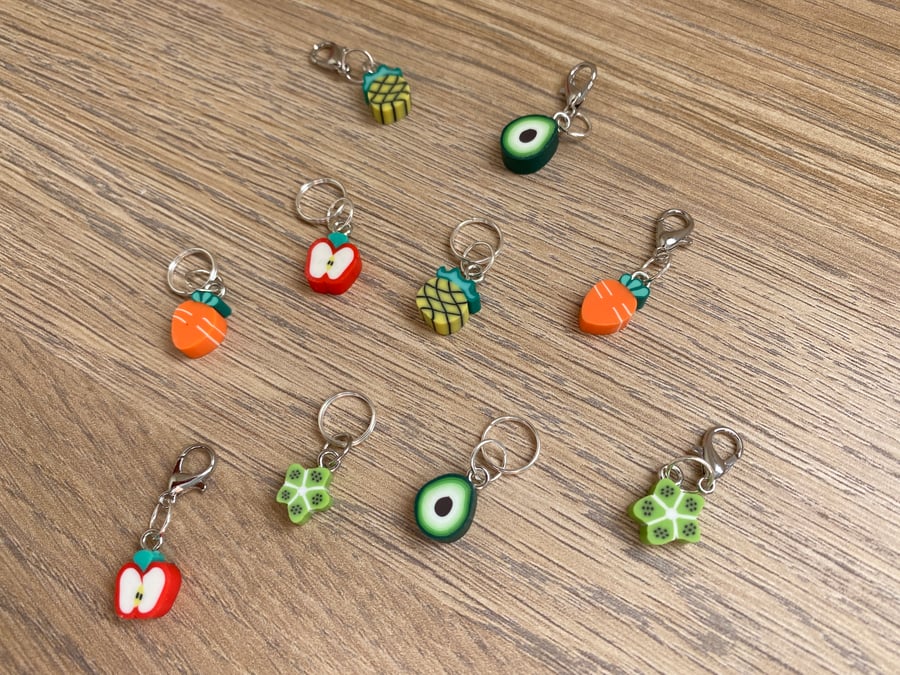 Set of 3 Fruit and Vegetable Stitch Markers Progress Keepers Knitting Crochet