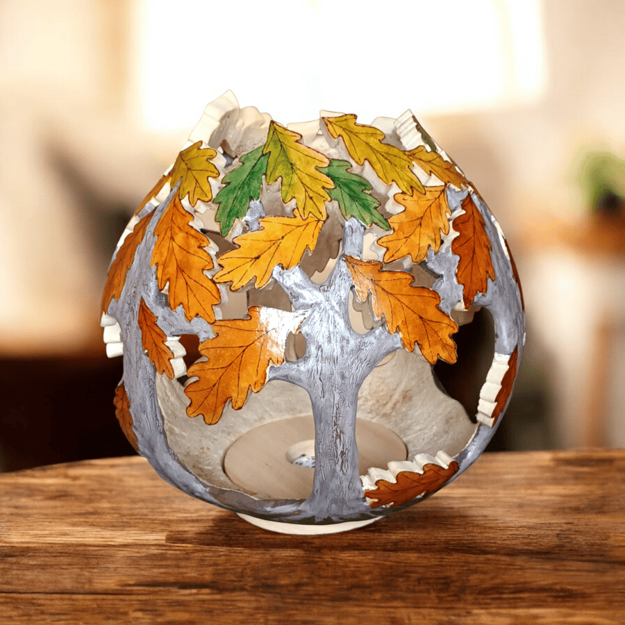 Autumn Oak Trees Gourd Lamp