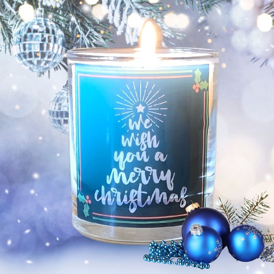 We Wish You a Merry Christmas Scented Candle in Glass Gift Secret Santa 