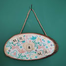 Wooden wall art Mr and Mr (oval)