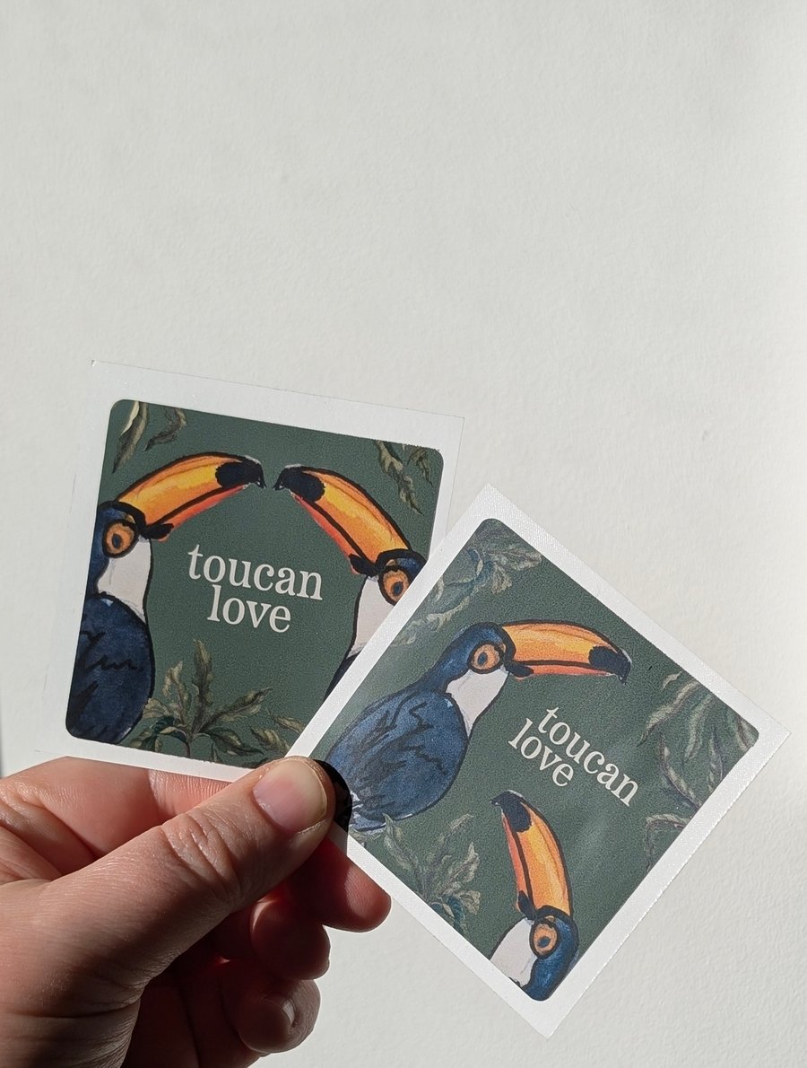 Two Toucan Love PVC Free Vinyl bird stickers 