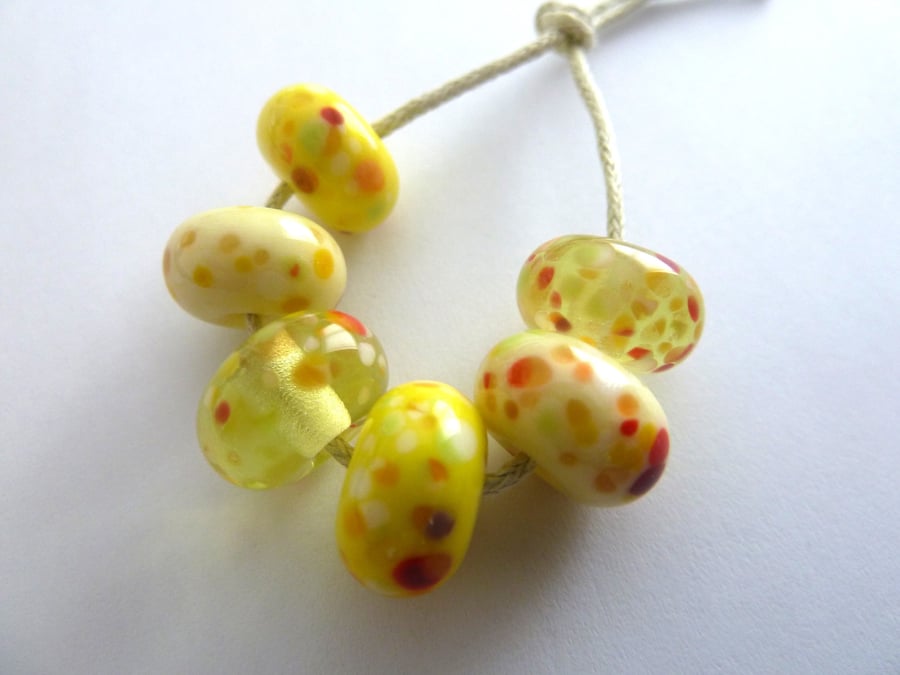 yellow frit lampwork glass beads