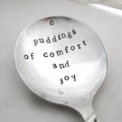 O Puddings of Comfort and Joy, Handstamped Vintage Fruit Spoon
