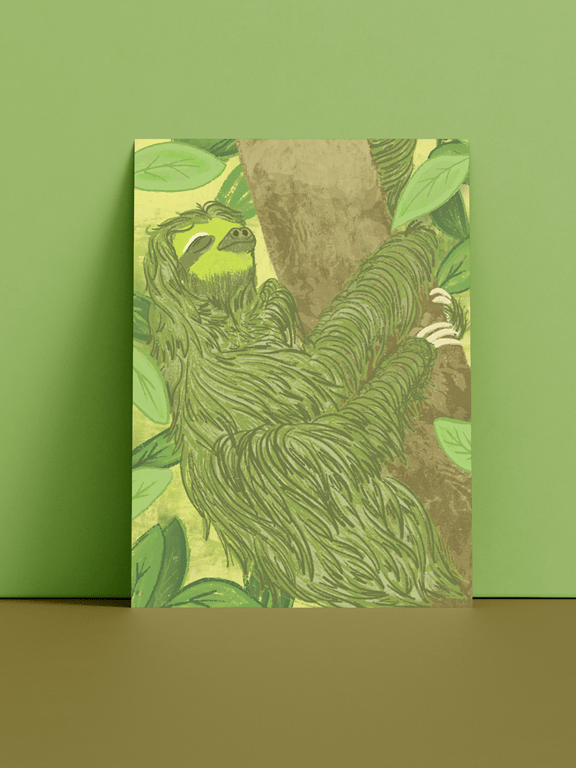 Sloth, A5 print with envelope
