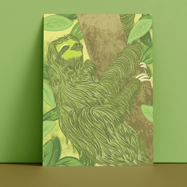 Sloth, A5 print with envelope