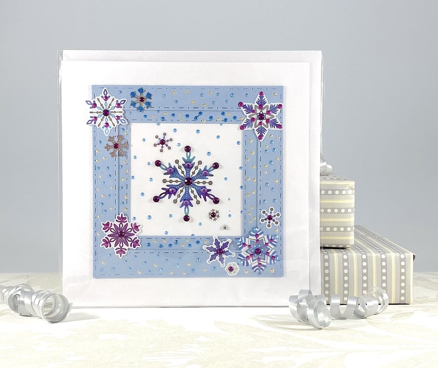 Christmas card - snowflake wintery snowy design