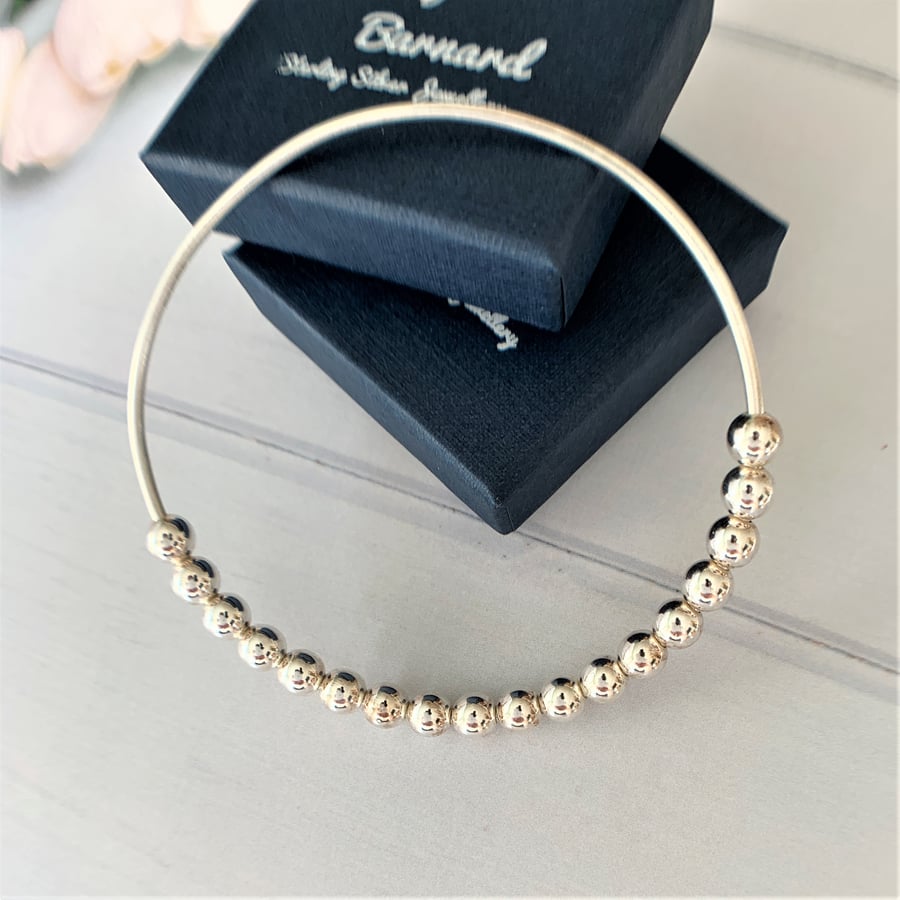 Eco Sterling Silver 18th Birthday Bangle  - Hallmarked 