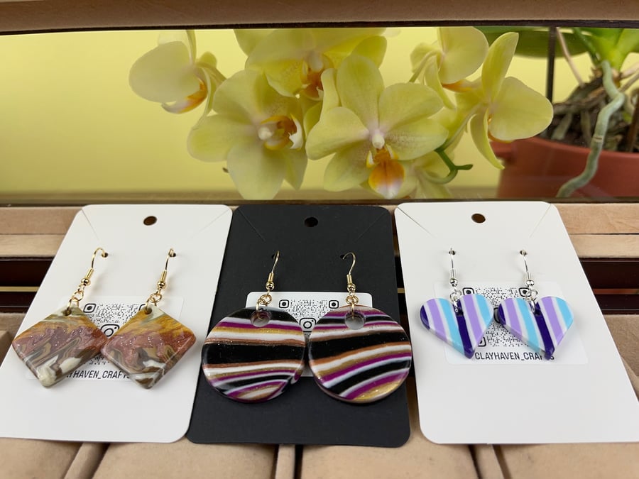 Handmade polymer clay earrings
