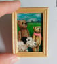 Teddy Bears Miniature Oil Painting - Look to the Sky - Image 4