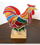 Rooster Stained Glass Ornament Cockerel Richard XII On Oak Stand - Image 8