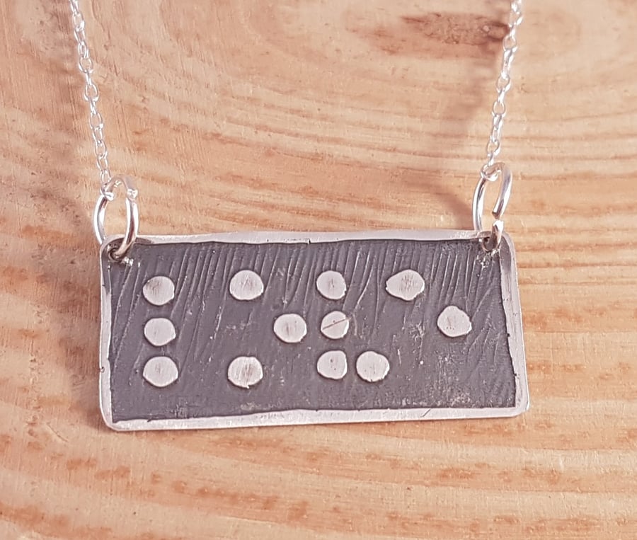 Sterling Silver Etched 'Love' Braille Necklace Pendant