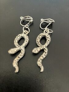 clip on earrings with snake tibetan silver charm