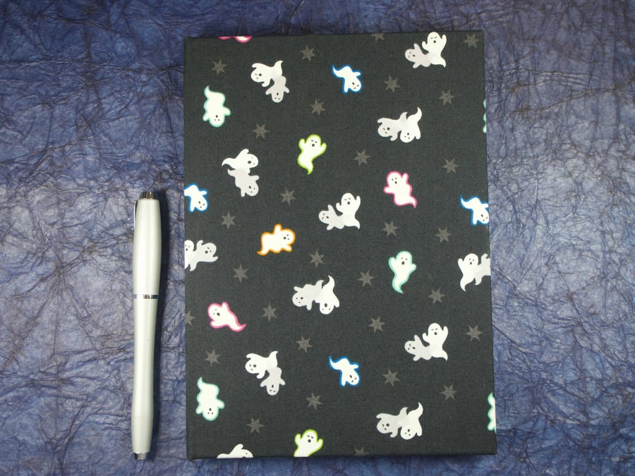 A5 Notebook with glow-in-the-dark ghosty fabric cover