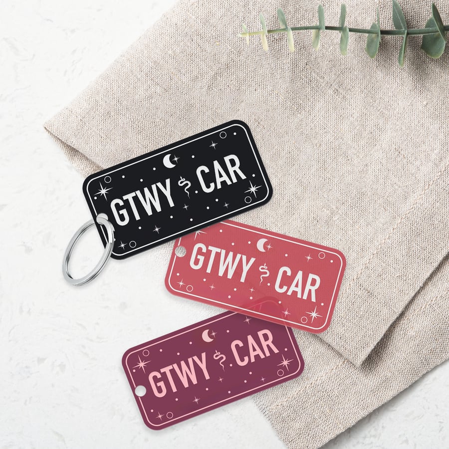 Getaway Car - Number Plate: Girly Car Accessory, Acrylic Keychain, Vintage Vibes