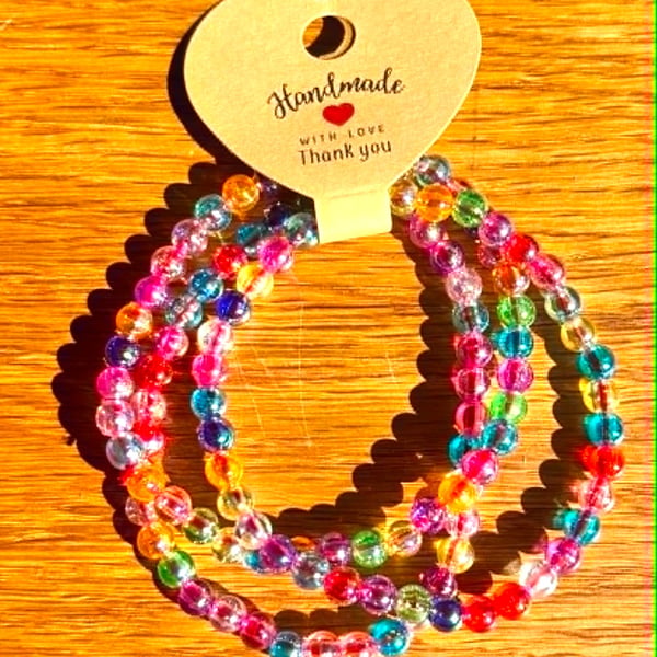 Handmade Set of 3 Large Colourful Beaded Bracelets or Anklets