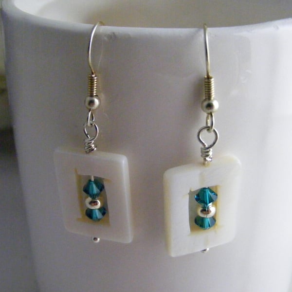 White Shell Rectangle Earrings