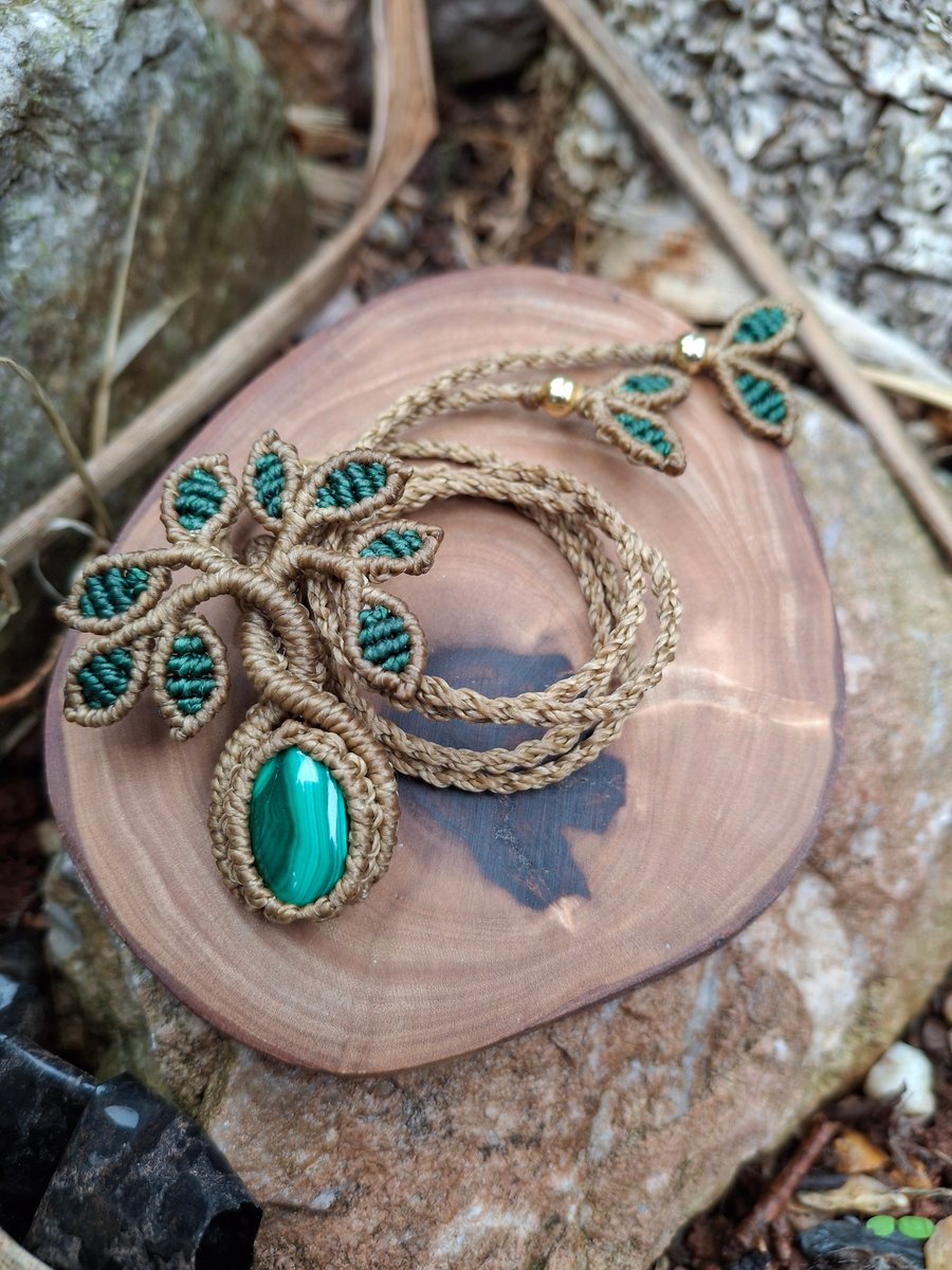 Malachite Macrame Baby Tree Pendant
