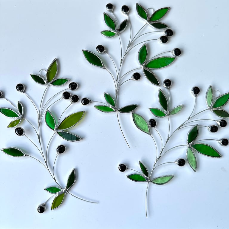 Stained Glass Olive Branch Suncatcher - Handmade Window Decoration 