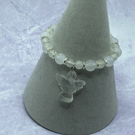 Stretchy bracelet with clear quartz, opalite and matching stone angel charm