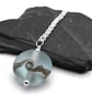 lampwork glass pendant necklace, pale blue beach