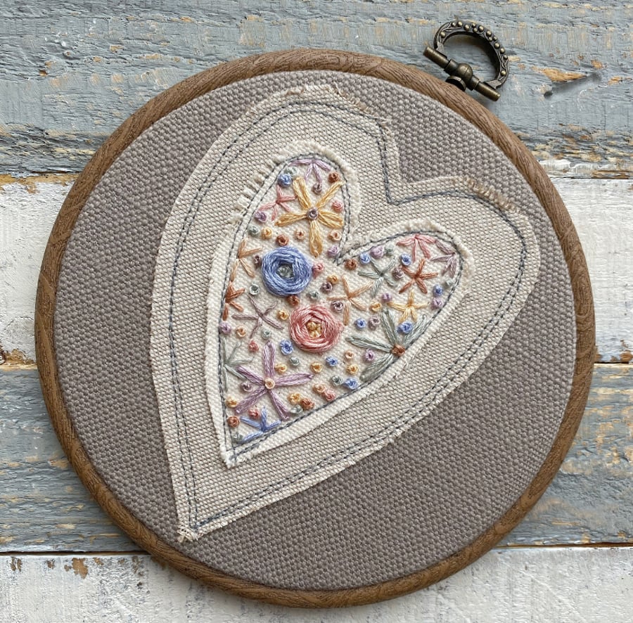 Hearts Embroidery Hoop Art