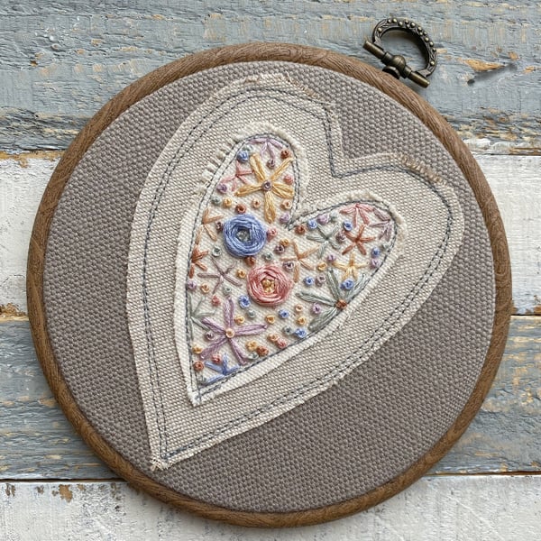 Hearts Embroidery Hoop Art