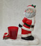 Ceramic Red Xmas Father Christmas Santa Candle Tea Light Ornament Decoration. - Image 1