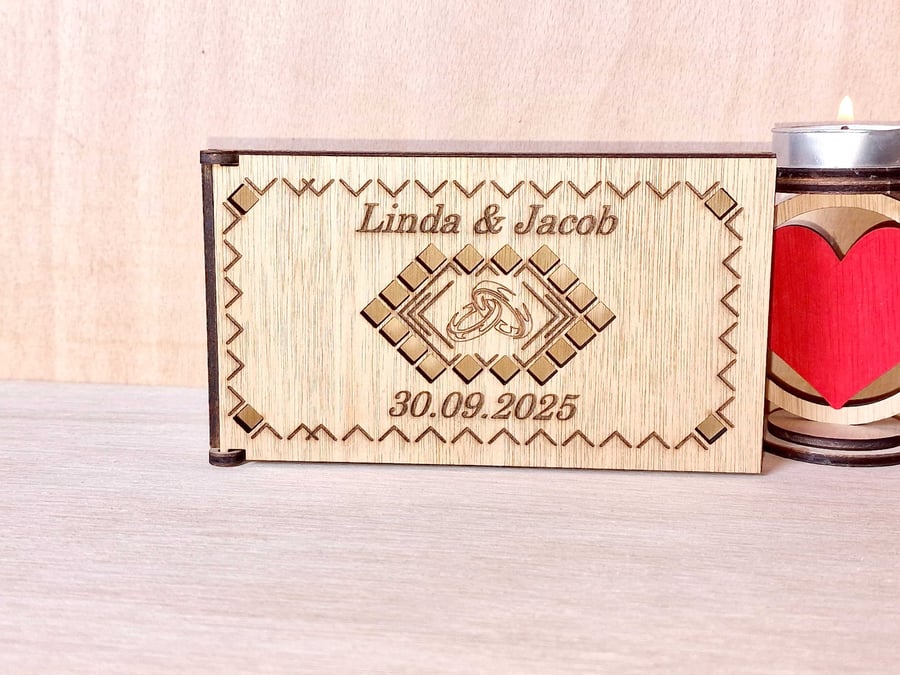 Personalised Wedding Money Gift Box,  Custom Names & Date, Gift for couple