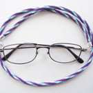 Kumihimo Braided Cotton Glasses Strap or Cord, Purple, Blue, Cream