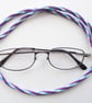 Kumihimo Braided Cotton Glasses Strap or Cord, Purple, Blue, Cream - Image 1