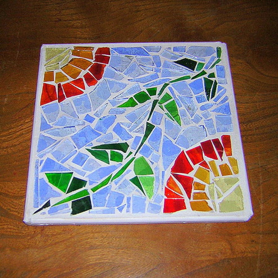 Flower Design Stained Glass Mosaic Trivet