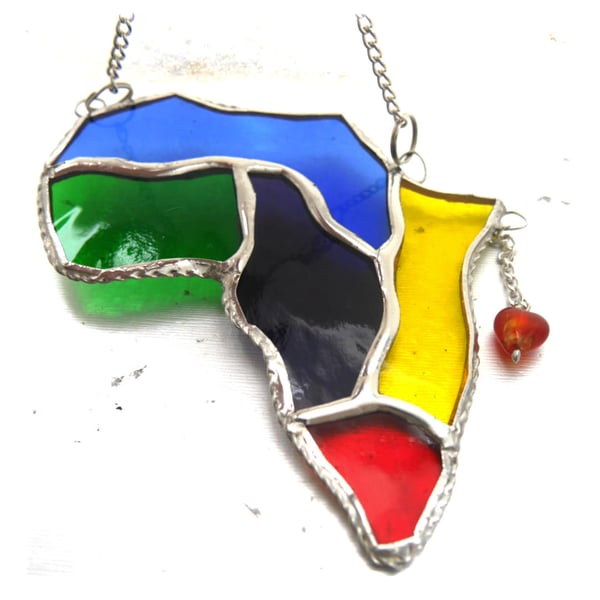 Africa Suncatcher Stained Glass Rainbow Map 