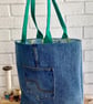 Upcycled Denim Tote Bag, Analogue Bag, Shoulder Bag