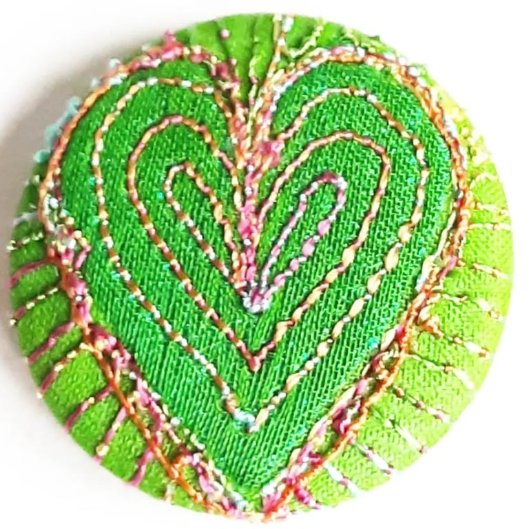 Buttons 1 inch button Hand Dyed Silks and Cottons Free Machine Embroidery Button