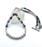 Pearl, Larvikite & Swarovski Crystal Necklace, Birthday Anniversary Gift For Her