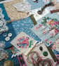 French Garden - Slow Stitching kit with vintage blue pastoral scene textiles - Image 4
