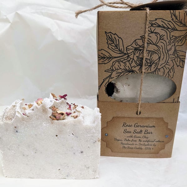 Soap- Rose Geranium Sea Salt Spa Bar 120g