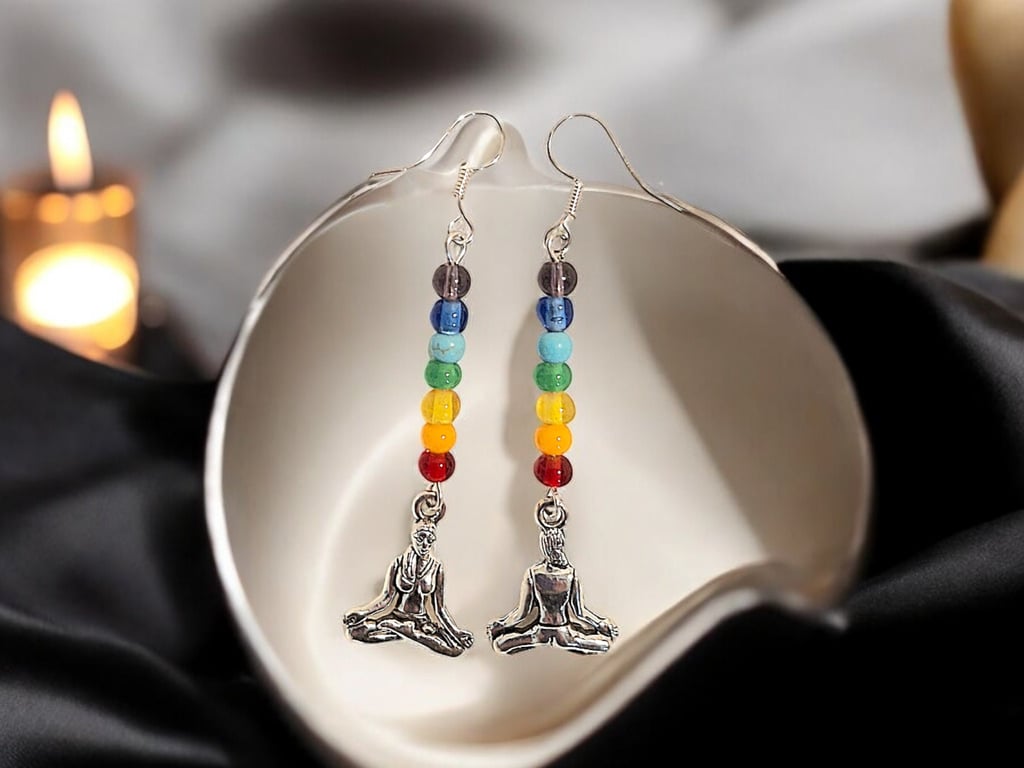 Chakra earrings, Yoga earrings, meditation earrings, spiritual jewellery, protec