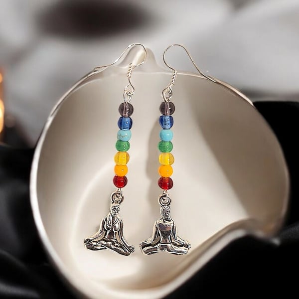 Chakra earrings, Yoga earrings, meditation earrings, spiritual jewellery, protec