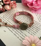 Boho bracelet Pretty pink beaded leather wrap adjustable boho bracelet - Image 3