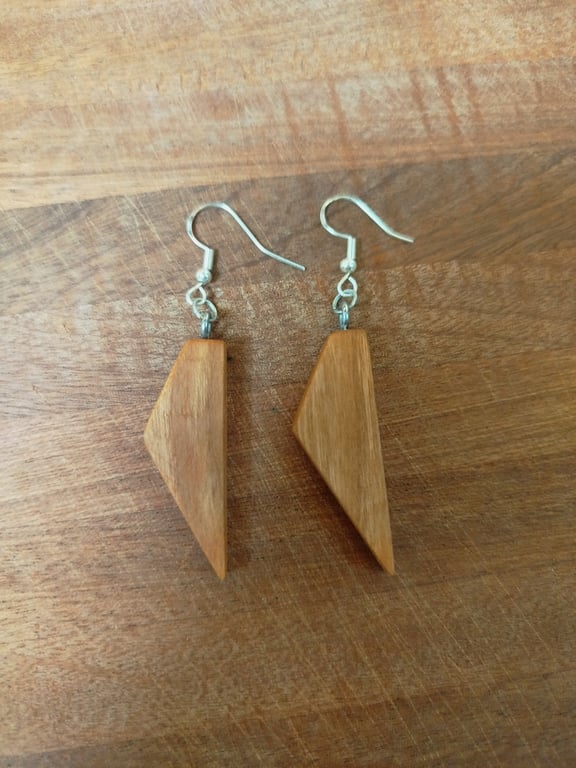 Handmade Wooden Earrings - Geometric 'Triangles' in Cherry