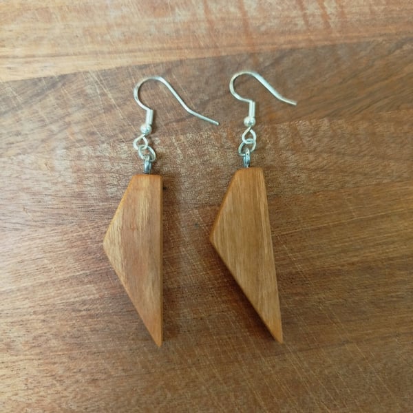 Handmade Wooden Earrings - Geometric 'Triangles' in Cherry