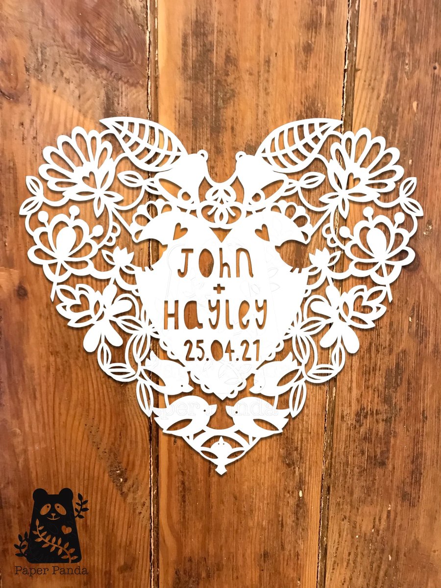 Folk Heart Custom DIY Papercutting Template