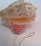 Hand Sewn Metallic Pink and Silver Beaded Pyramid Necklace, Gift for Her - Image 10